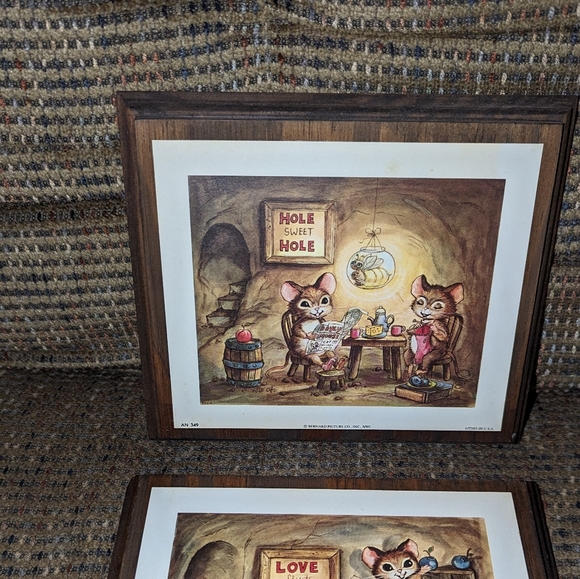 Set of Vintage Litho wood plaques - Picture 5 of 5